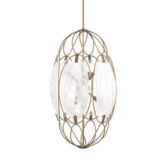 Valencia Gold/White 6 Light Glass Panel Pendant - Ornate Home