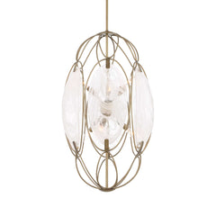 Valencia Gold/White 6 Light Glass Panel Pendant - Ornate Home