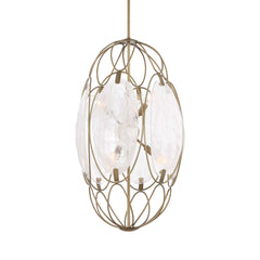 Valencia Gold/White 6 Light Glass Panel Pendant - Ornate Home