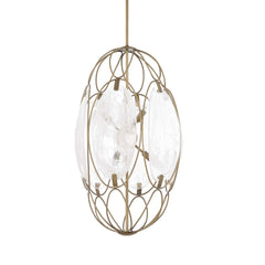 Valencia Gold/White 6 Light Glass Panel Pendant - Ornate Home