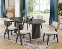 Valencia Gray 80" 7-Piece Oval Dining Set - Ornate Home