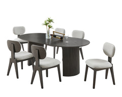 Valencia Gray 80" 7-Piece Oval Dining Set - Ornate Home