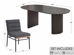 Valencia Gray/Dark Gray 80" 7-Piece Oval Dining Set - Ornate Home