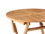 Valencia Round Teak Outdoor Folding Bistro Table with Umbrella Hole - Ornate Home