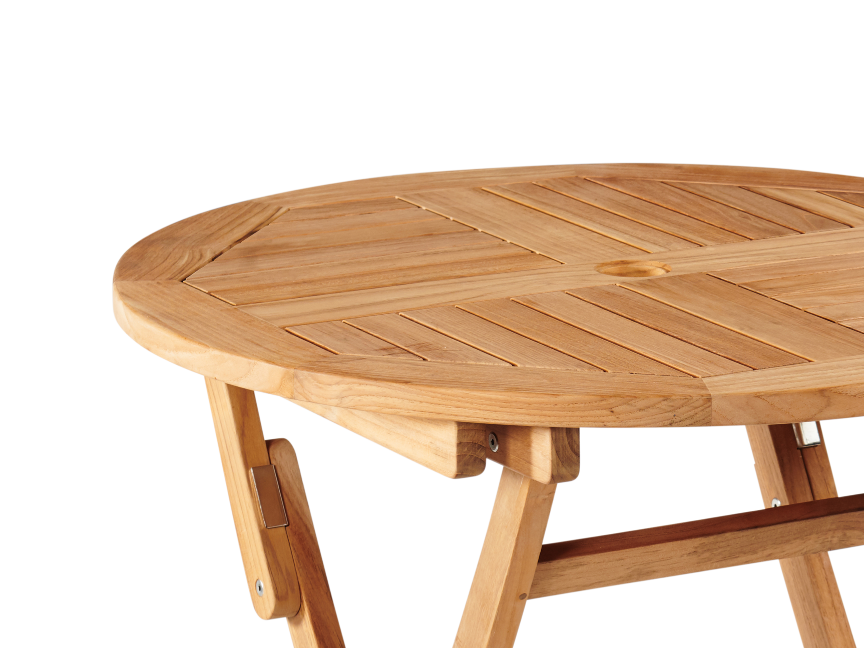 Valencia Round Teak Outdoor Folding Bistro Table with Umbrella Hole - Ornate Home