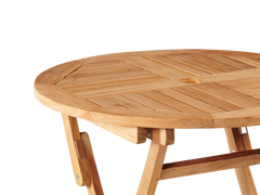Valencia Round Teak Outdoor Folding Bistro Table with Umbrella Hole - Ornate Home