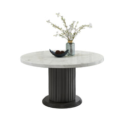 Valencia White/Gray 54" 5-Piece Round Dining Set with Barrel Chairs