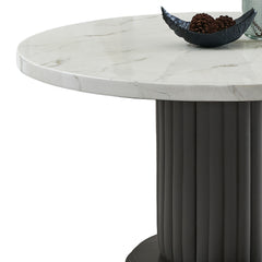 Valencia White/Gray 54" 5-Piece Round Dining Set with Barrel Chairs