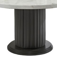 Valencia White/Gray 54" 5-Piece Round Dining Set with Barrel Chairs