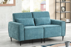 Valentina Blue 62"W Chenille Loveseat - Ornate Home