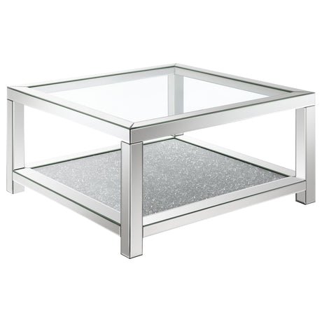 Valentina Silver 1-shelf Square Glass Top Coffee Table - Ornate Home