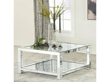 Valentina Silver 1-shelf Square Glass Top Coffee Table - Ornate Home