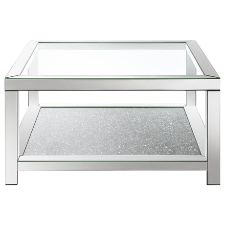 Valentina Silver 1-shelf Square Glass Top Coffee Table - Ornate Home