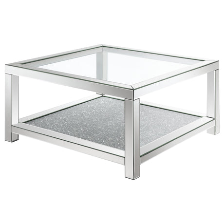 Valentina Silver 1-shelf Square Glass Top Coffee Table - Ornate Home