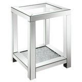 Valentina Silver 1-shelf Square Glass Top Side End Table - Ornate Home