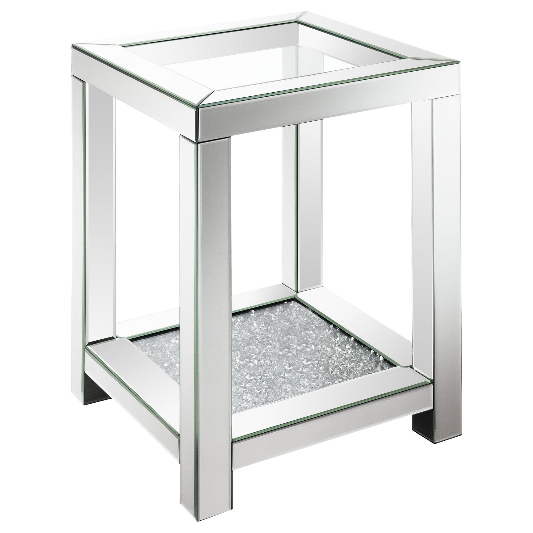 Valentina Silver 1-shelf Square Glass Top Side End Table - Ornate Home