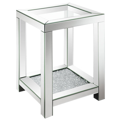 Valentina Silver 1-shelf Square Glass Top Side End Table - Ornate Home