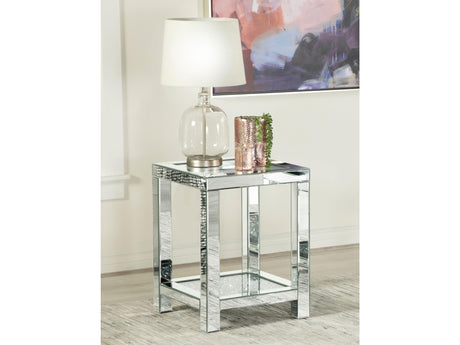 Valentina Silver 1-shelf Square Glass Top Side End Table - Ornate Home