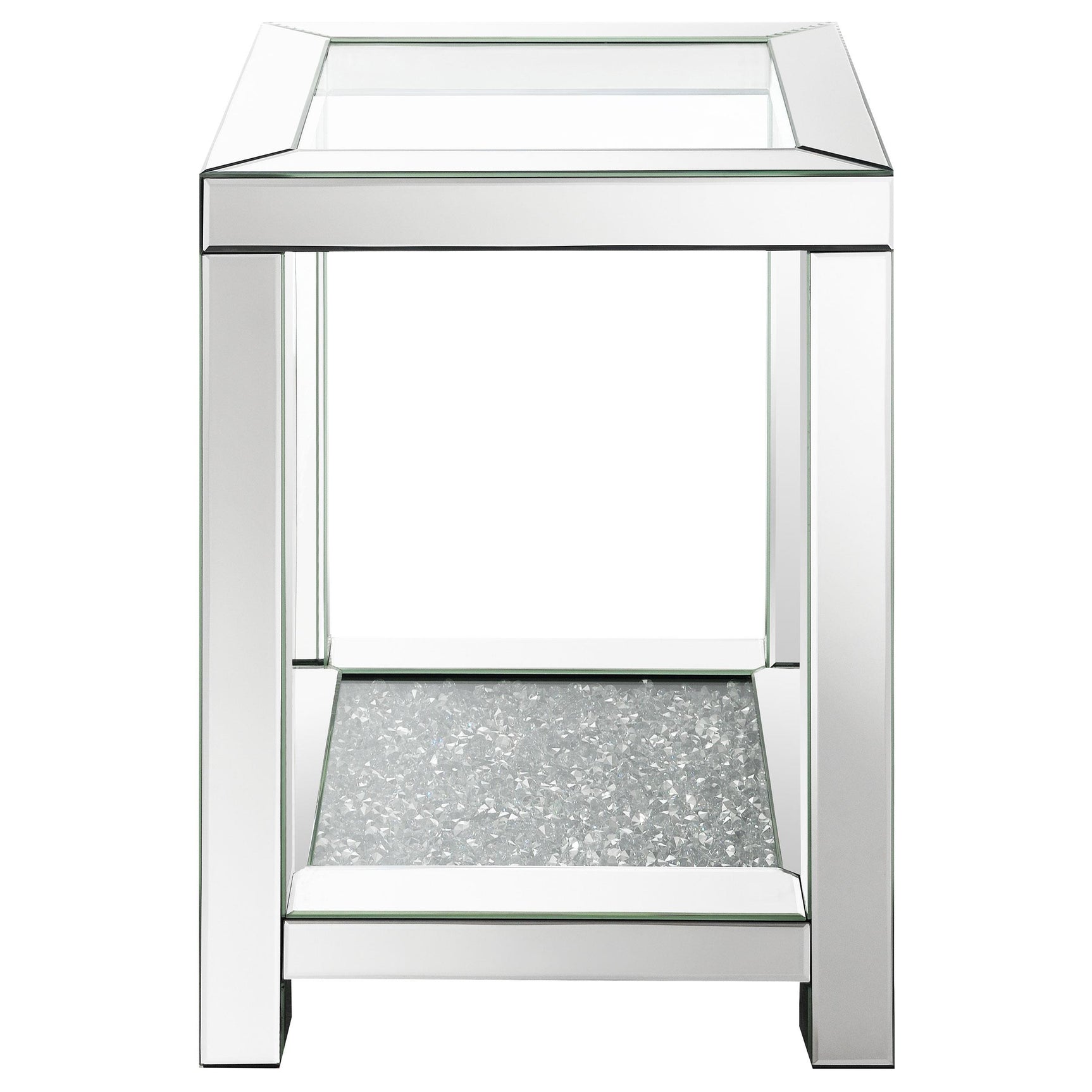 Valentina Silver 1-shelf Square Glass Top Side End Table - Ornate Home