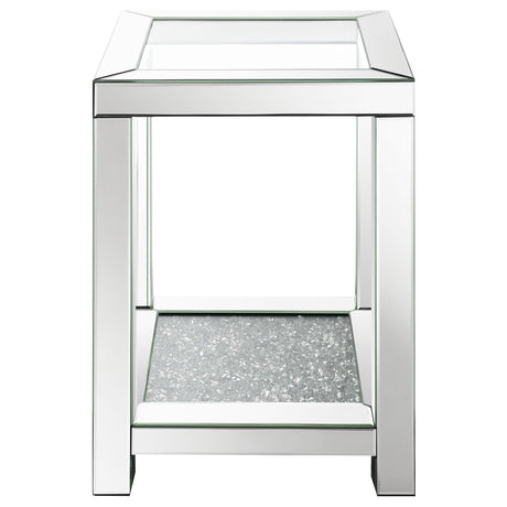 Valentina Silver 1-shelf Square Glass Top Side End Table - Ornate Home