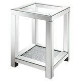 Valentina Silver 1-shelf Square Glass Top Side End Table - Ornate Home