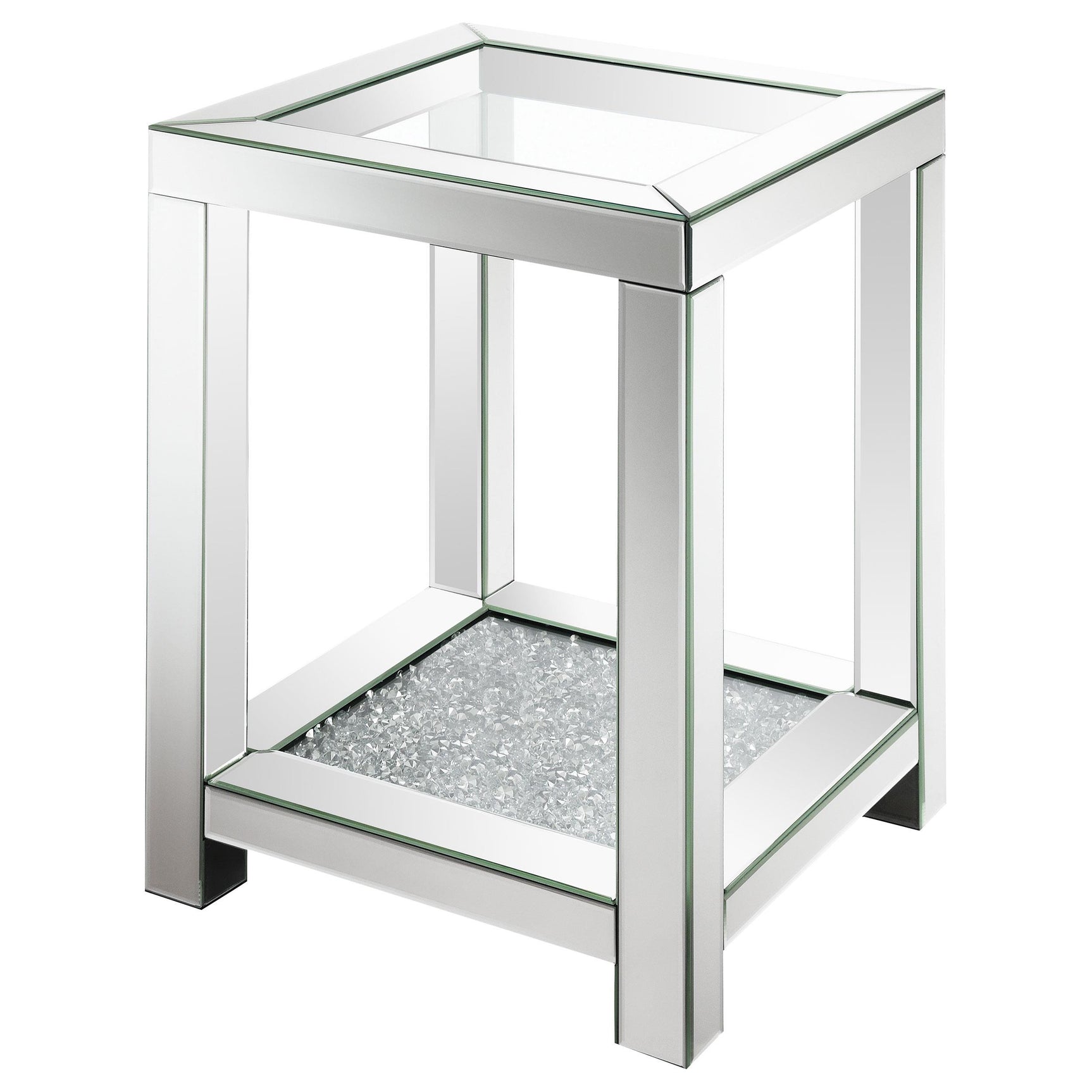 Valentina Silver 1-shelf Square Glass Top Side End Table - Ornate Home