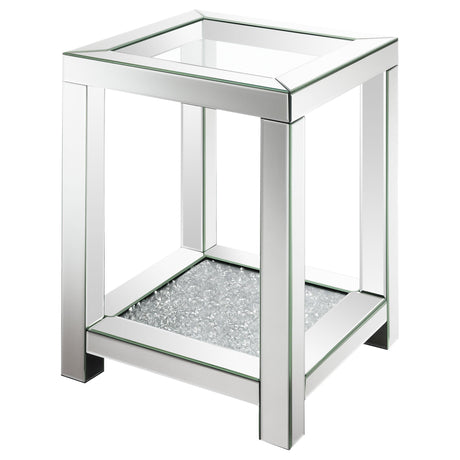 Valentina Silver 1-shelf Square Glass Top Side End Table - Ornate Home