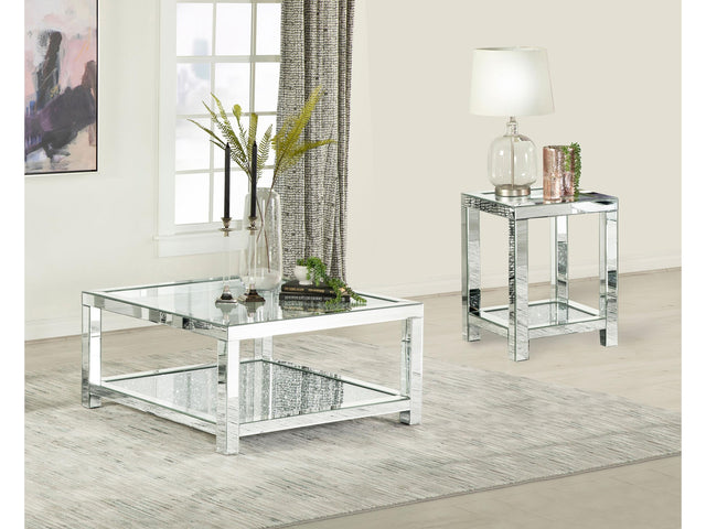 Valentina Silver 2-piece Mirrored Coffee and End Table Set - Ornate Home
