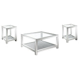 Valentina Silver 3-piece Mirrored Coffee and End Table Set - Ornate Home