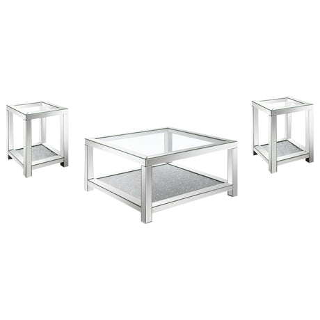 Valentina Silver 3-piece Mirrored Coffee and End Table Set - Ornate Home