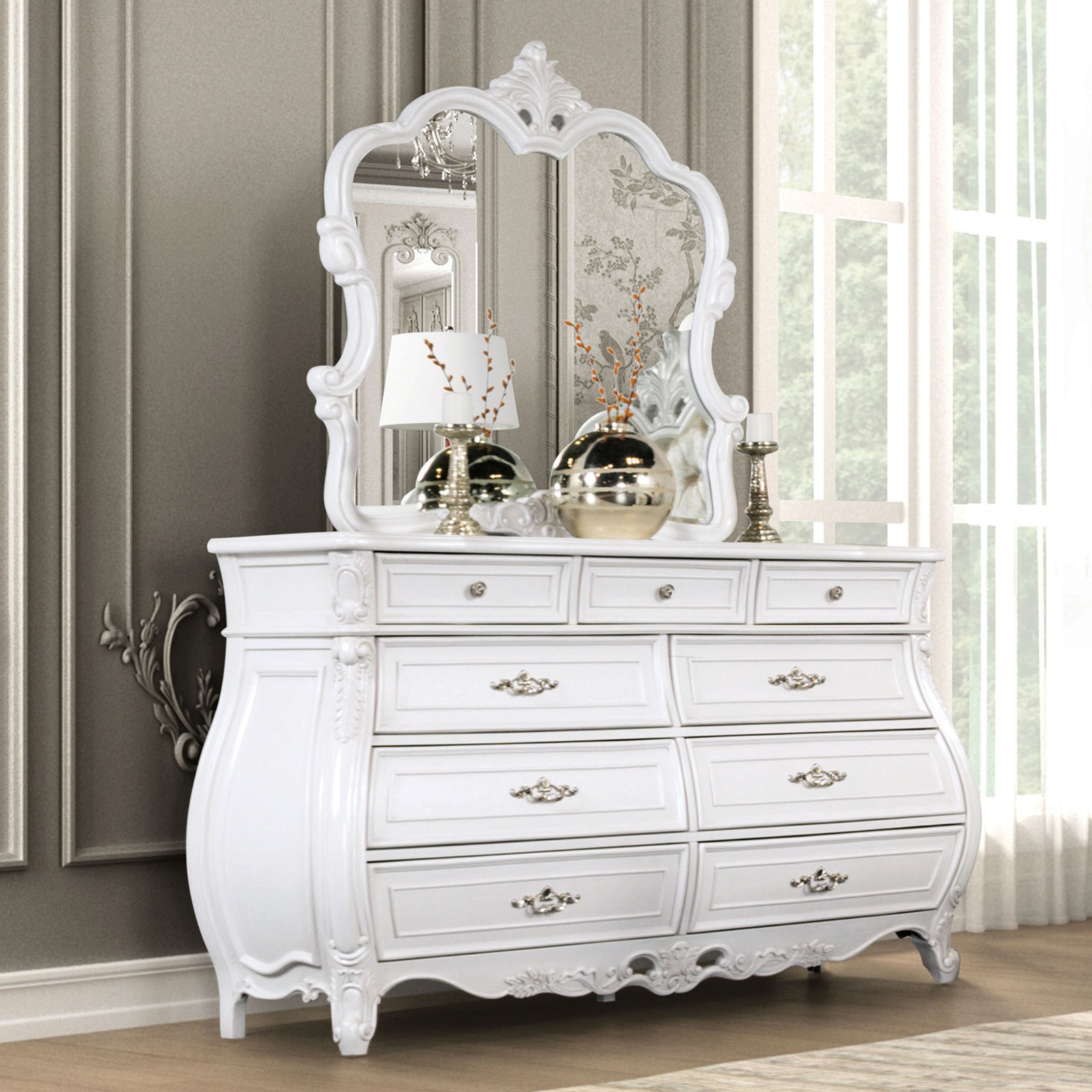 Valentini White 4 Pc. Queen Bedroom Set - Ornate Home
