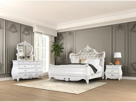 Valentini White 5 Pc. Queen Bedroom Set w/ 2NS - Ornate Home