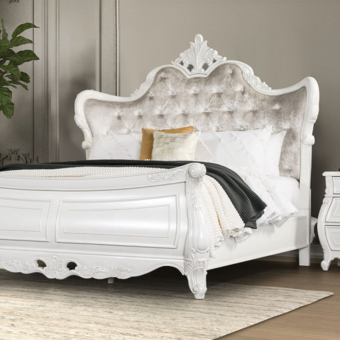 Valentini White 5 Pc. Queen Bedroom Set w/ 2NS - Ornate Home