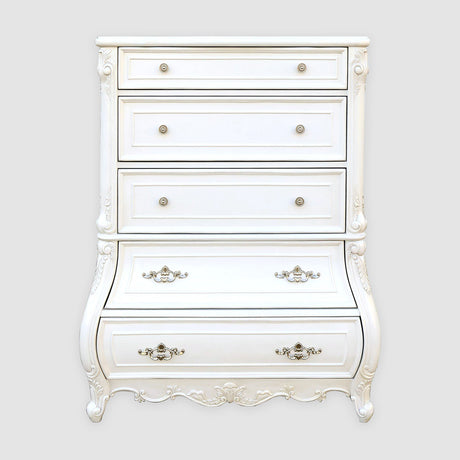 Valentini White 5 Pc. Queen Bedroom Set w/ Chest - Ornate Home
