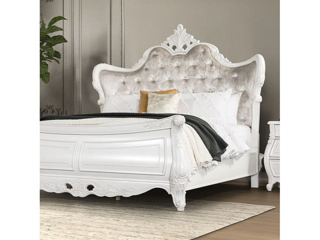 Valentini White E.King Bed - Ornate Home