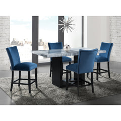 Valentino White/Blue 5-Piece Counter Height Dining Set - Ornate Home