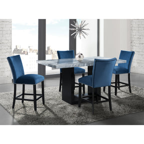 Valentino White/Blue 5-Piece Counter Height Dining Set - Ornate Home
