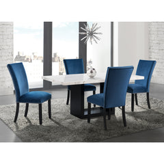 Valentino White/Blue 5-Piece Dining Set - Ornate Home
