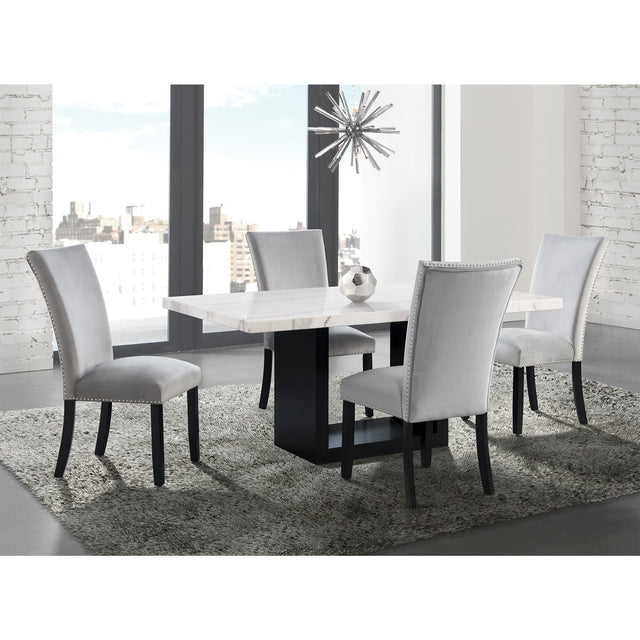Valentino White/Gray 5-Piece Dining Set - Ornate Home