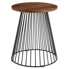 Valeo Walnut Round Wood and Metal Side Table - Ornate Home