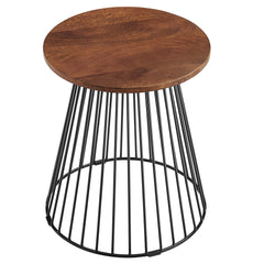 Valeo Walnut Round Wood and Metal Side Table - Ornate Home