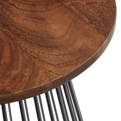 Valeo Walnut Round Wood and Metal Side Table - Ornate Home