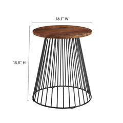 Valeo Walnut Round Wood and Metal Side Table - Ornate Home