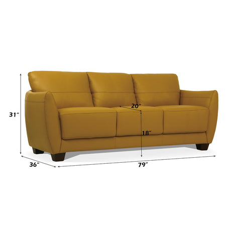 Valeria Mustard Leather Sofa - Ornate Home