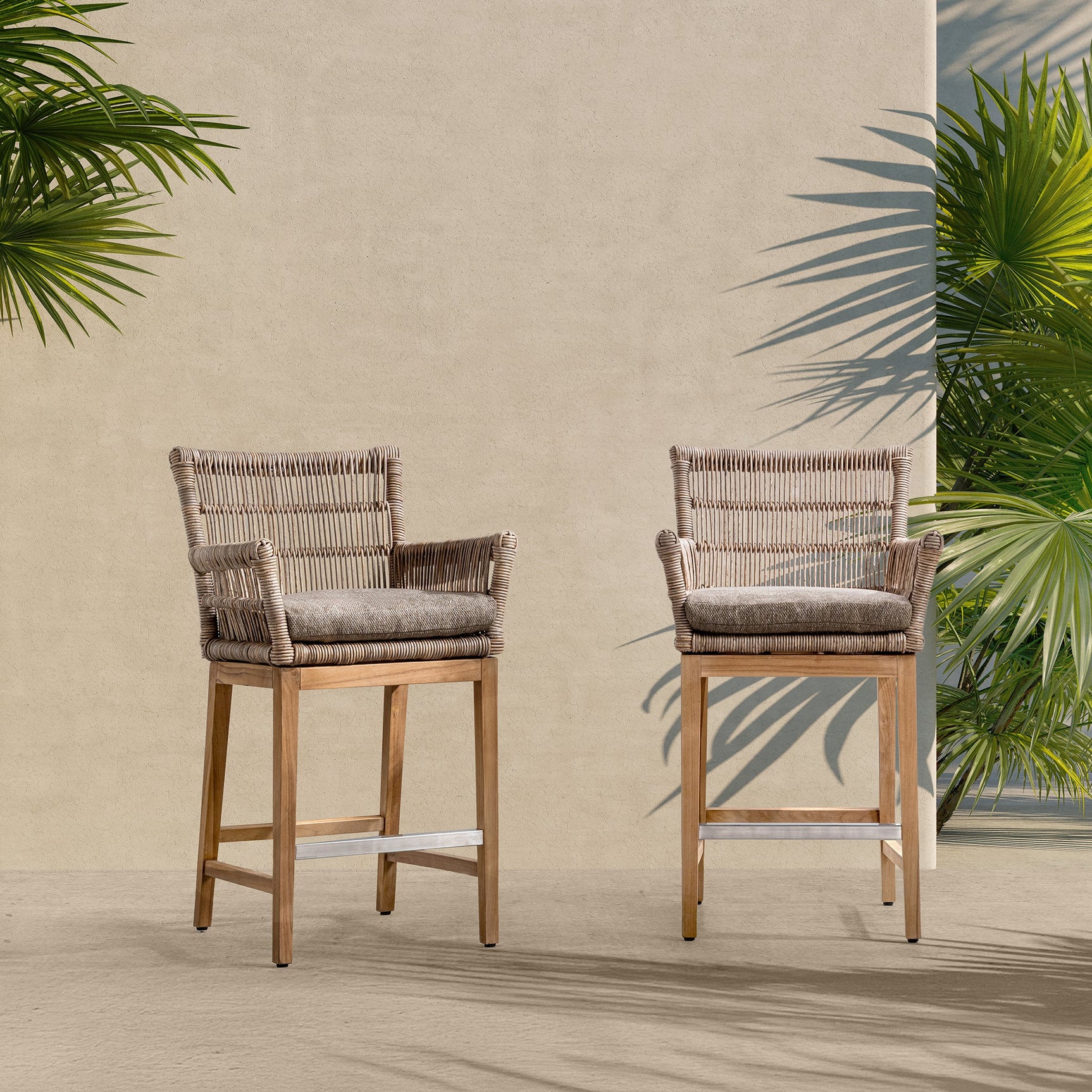 Valerie Natural Outdoor Counter Stool - Ornate Home