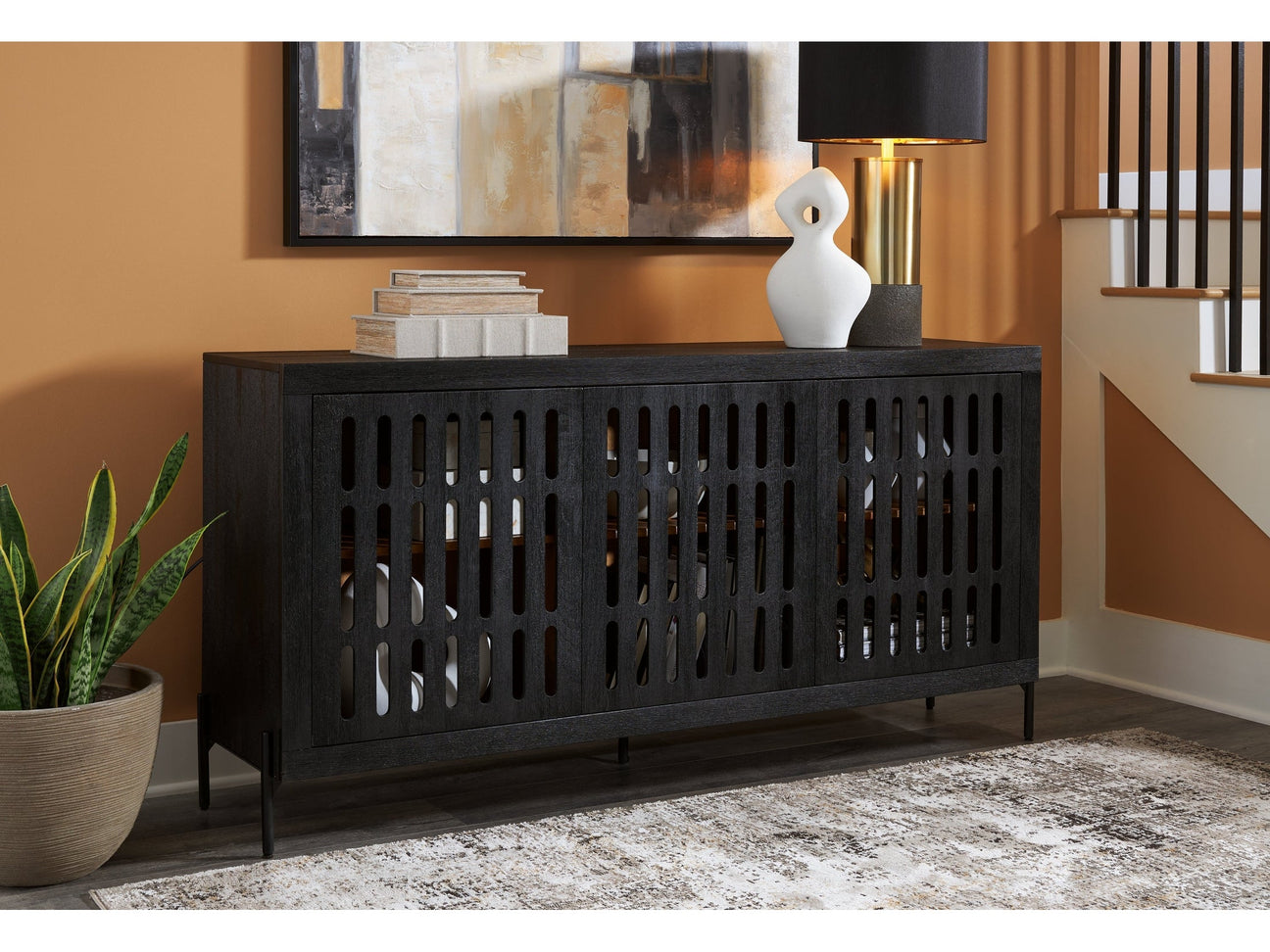 Vallisburg Black/Natural Accent Cabinet (Online Special Price) - Ornate Home