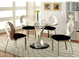 Valo Silver & Black Round Dining Room Set / 5pc - Ornate Home
