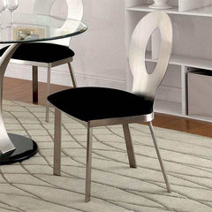 Valo Silver & Black Round Dining Room Set / 5pc - Ornate Home