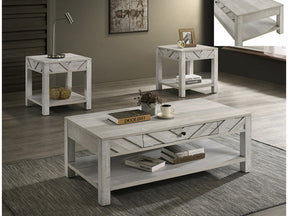 Valor Distressed White 3-Piece Cocktail Set - Ornate Home