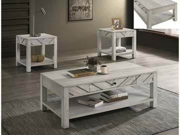Valor Distressed White 3-Piece Cocktail Set - Ornate Home